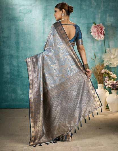 Grey Silk Woven Saree