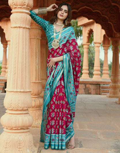 Red Cotton Printed Patola Saree