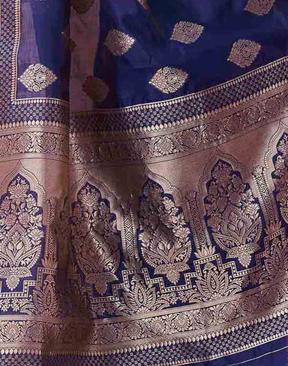 Dark Blue Silk Woven Banarasi Saree