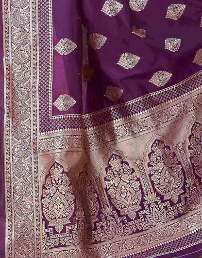 Dark Purple Silk Woven Banarasi Saree