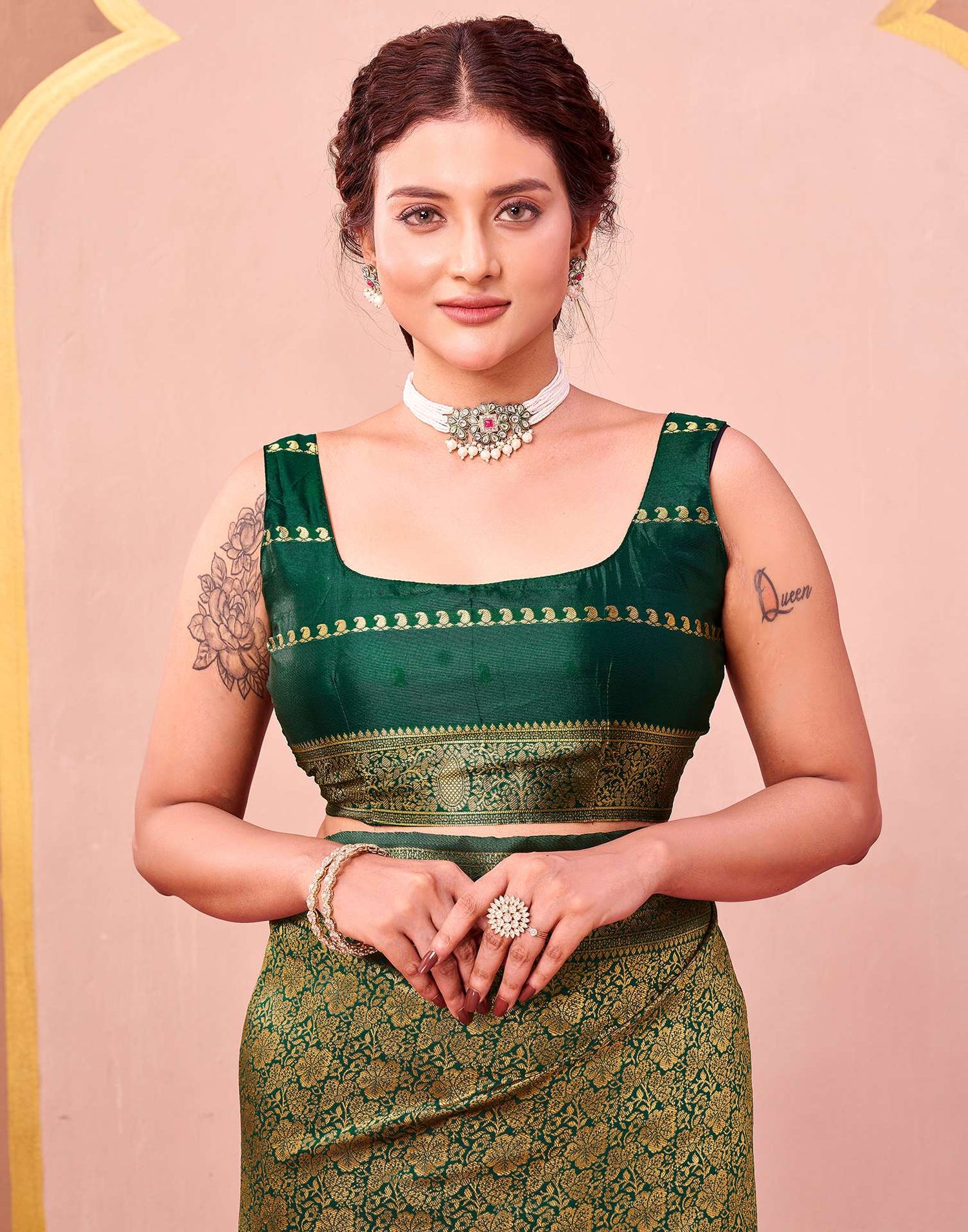 Dark Green Silk Woven Banarasi Saree