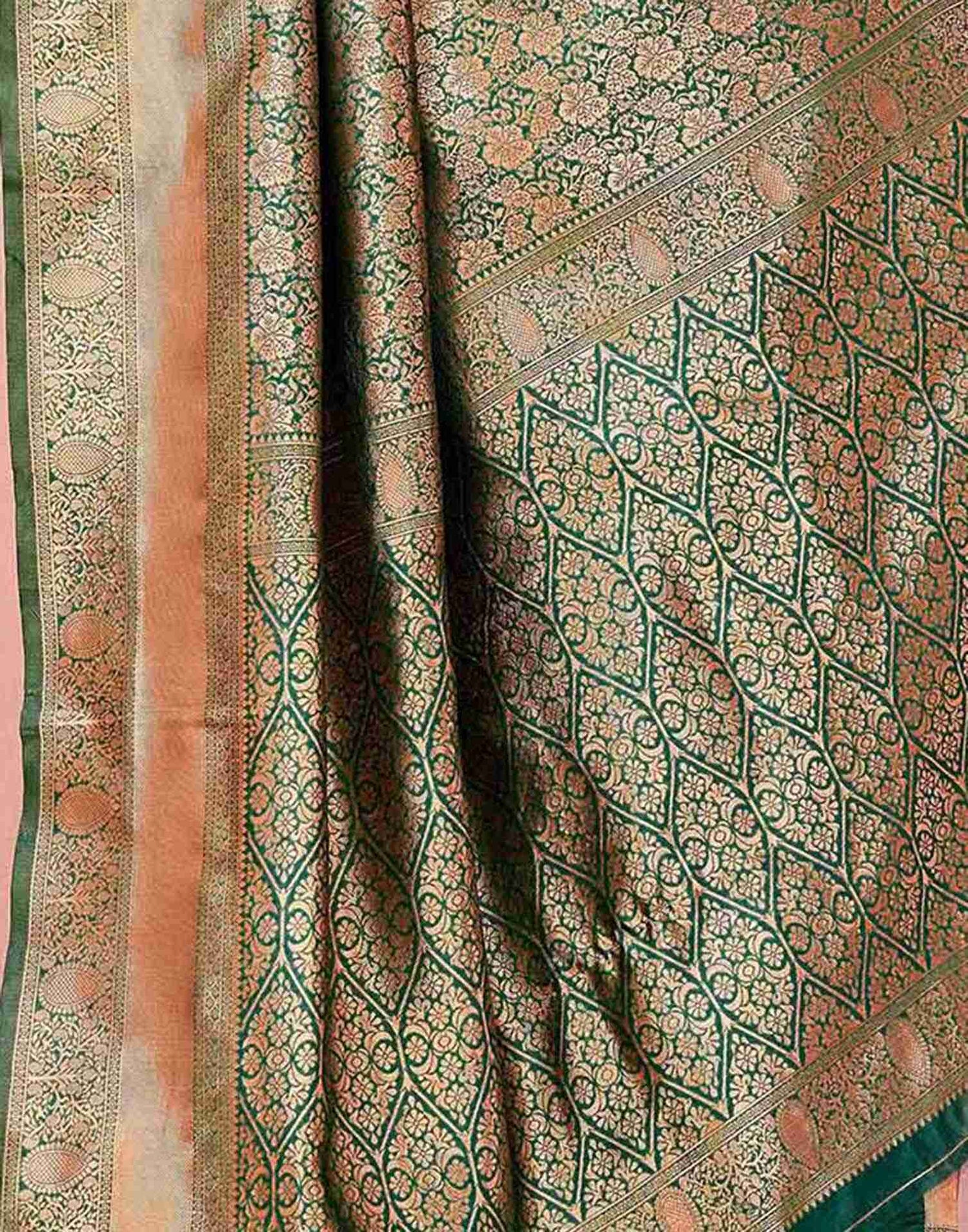 Dark Green Silk Woven Banarasi Saree