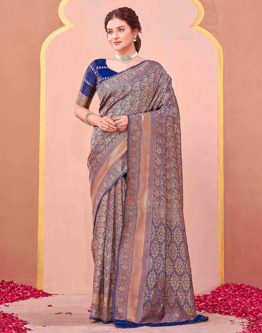 Dark Purple Silk Woven Banarasi Saree