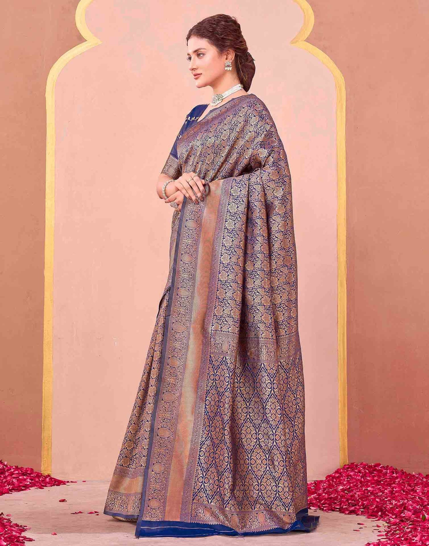 Dark Purple Silk Woven Banarasi Saree