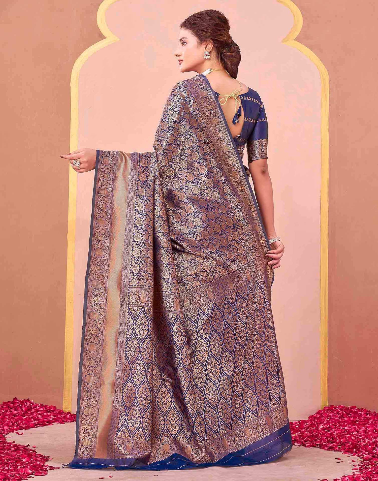 Dark Purple Silk Woven Banarasi Saree