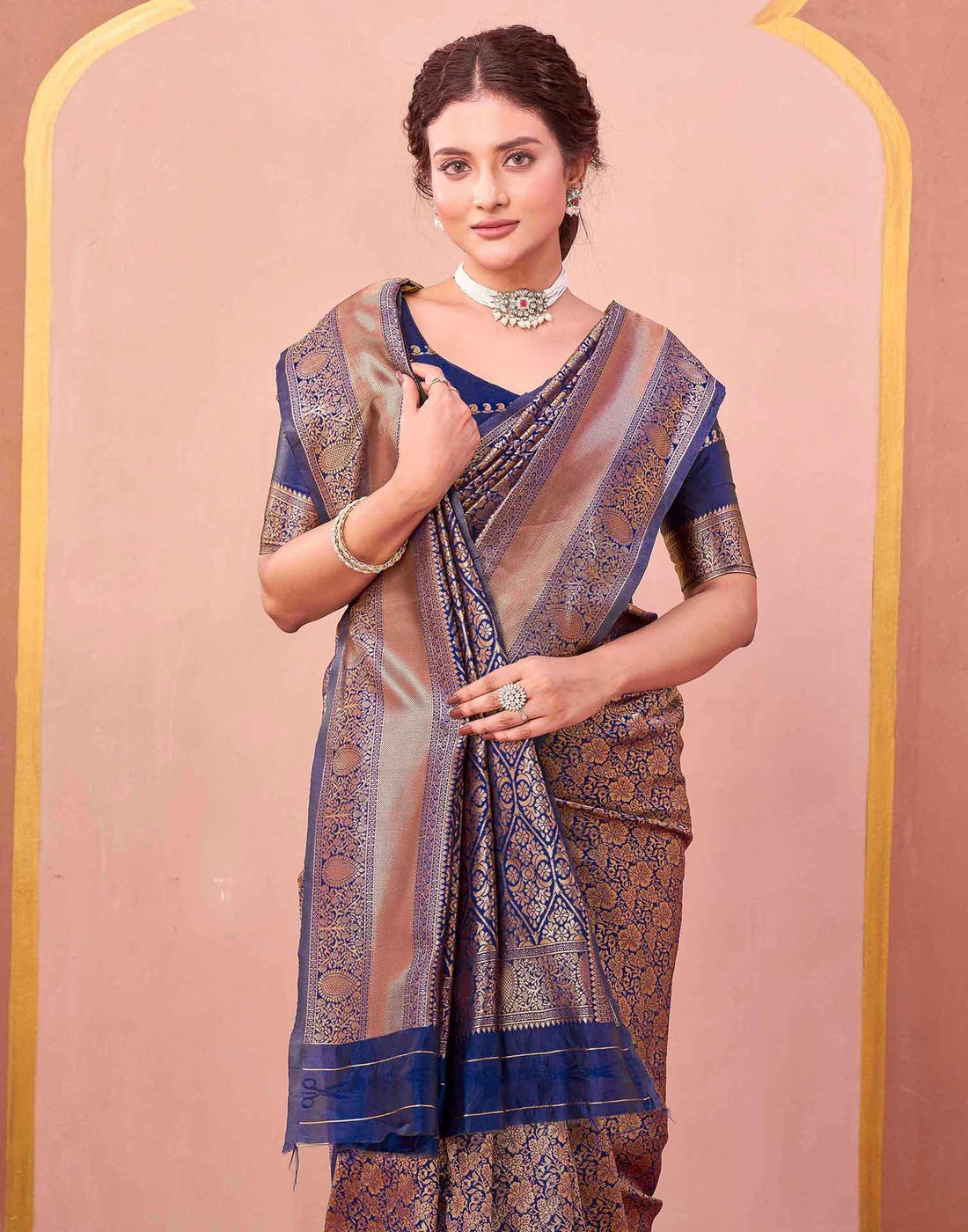 Dark Purple Silk Woven Banarasi Saree