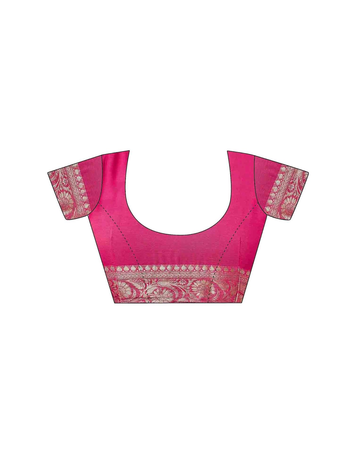 Bright Pink Chiffon Woven Saree