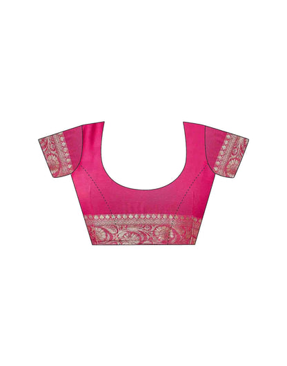 Bright Pink Chiffon Woven Saree