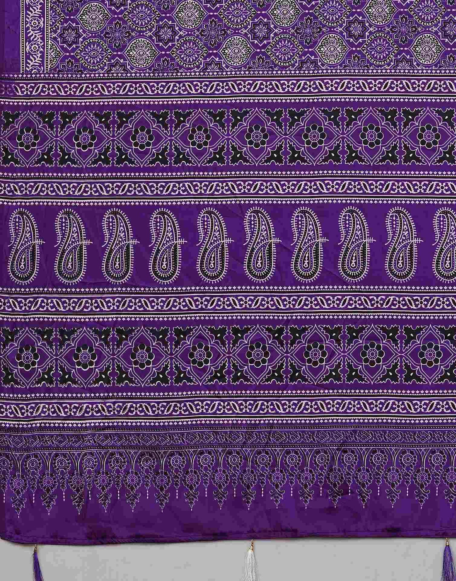 Violet Satin Printed Saree