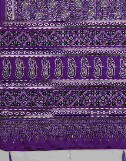 Violet Satin Printed Saree