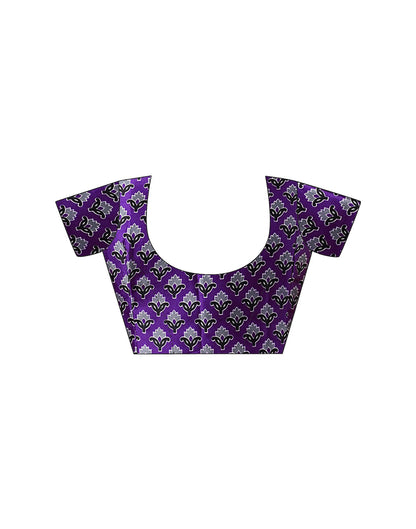 Violet Satin Printed Saree