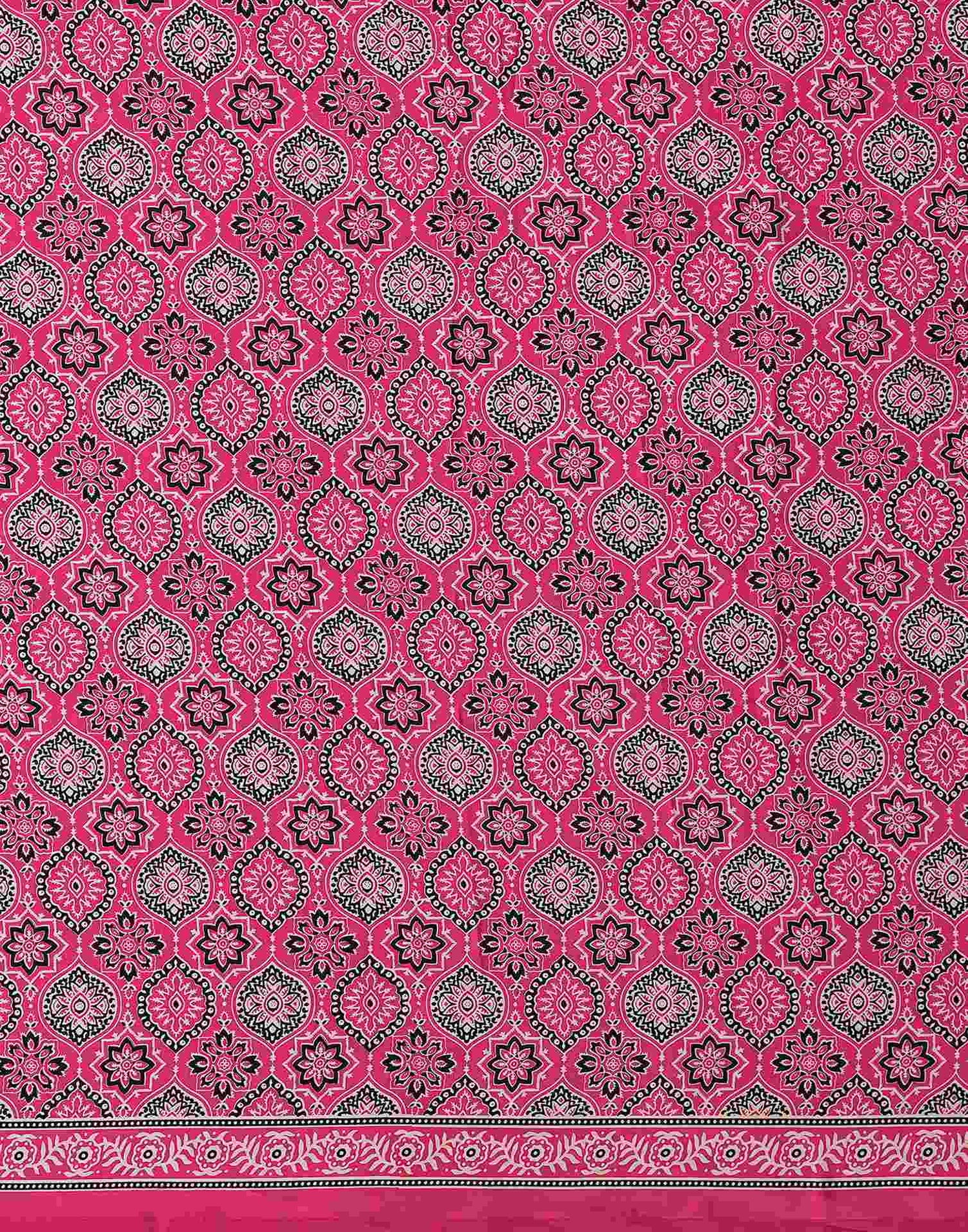 Pink Satin Printed Saree