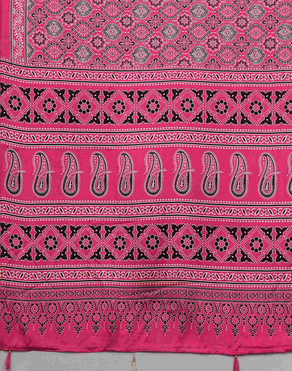 Pink Satin Printed Saree
