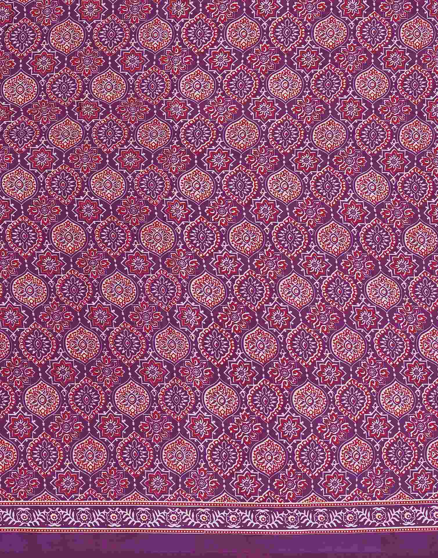 Dark Purple Satin Printed Saree