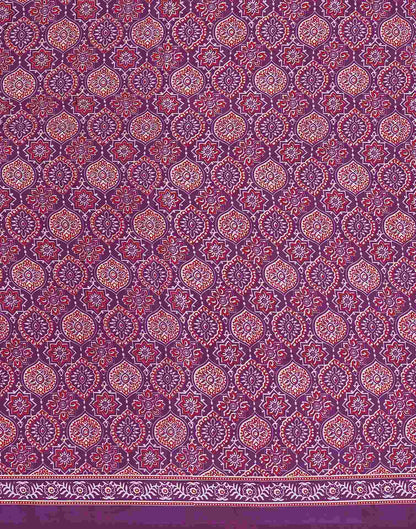 Dark Purple Satin Printed Saree