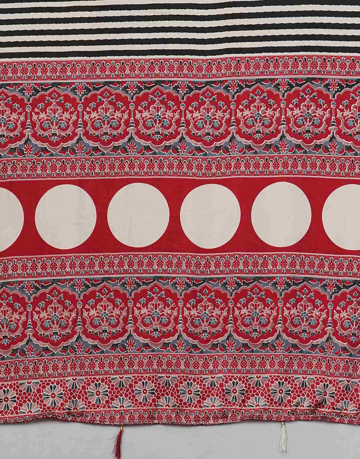 Off White Satin Printed Saree