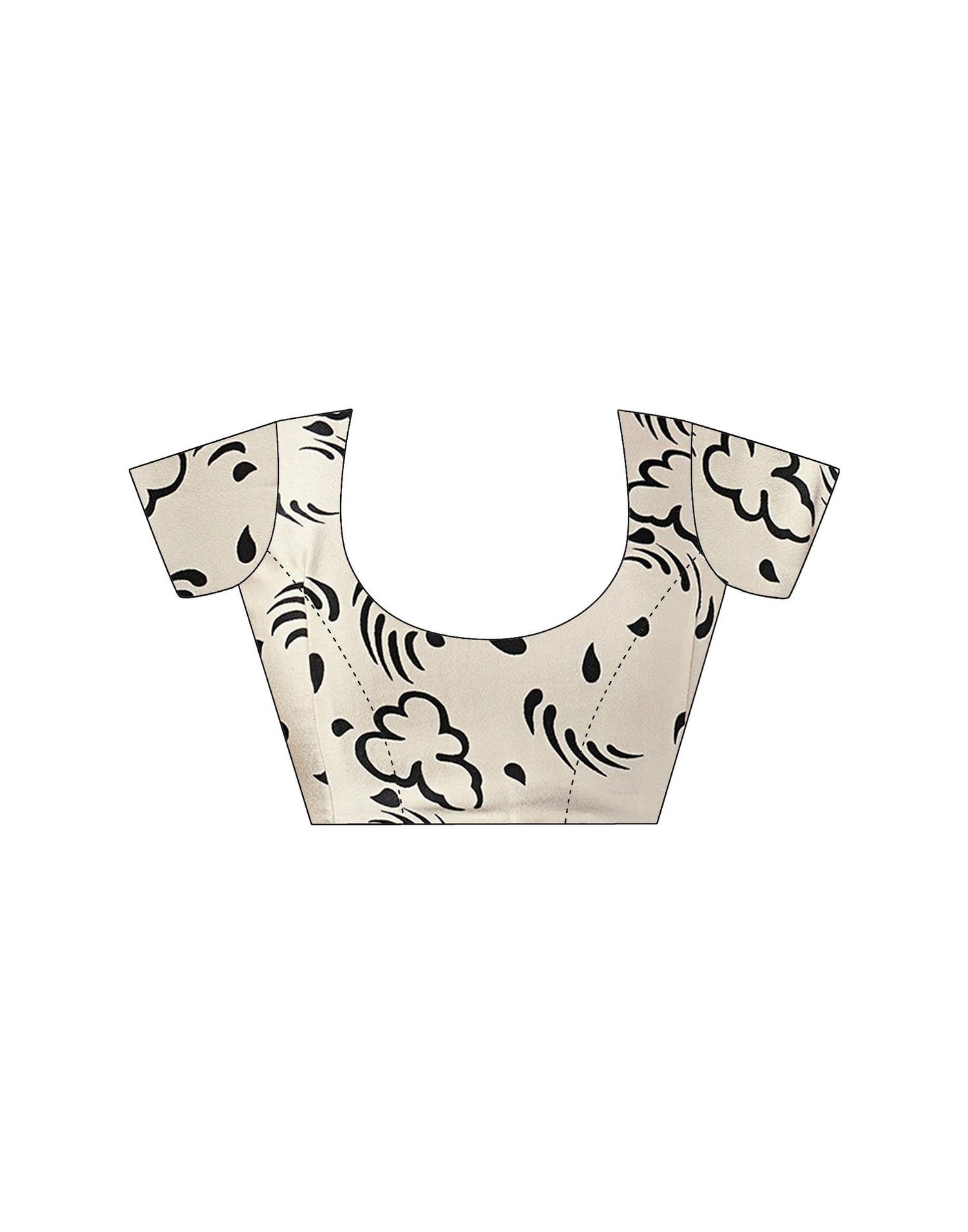 Off White Satin Printed Saree