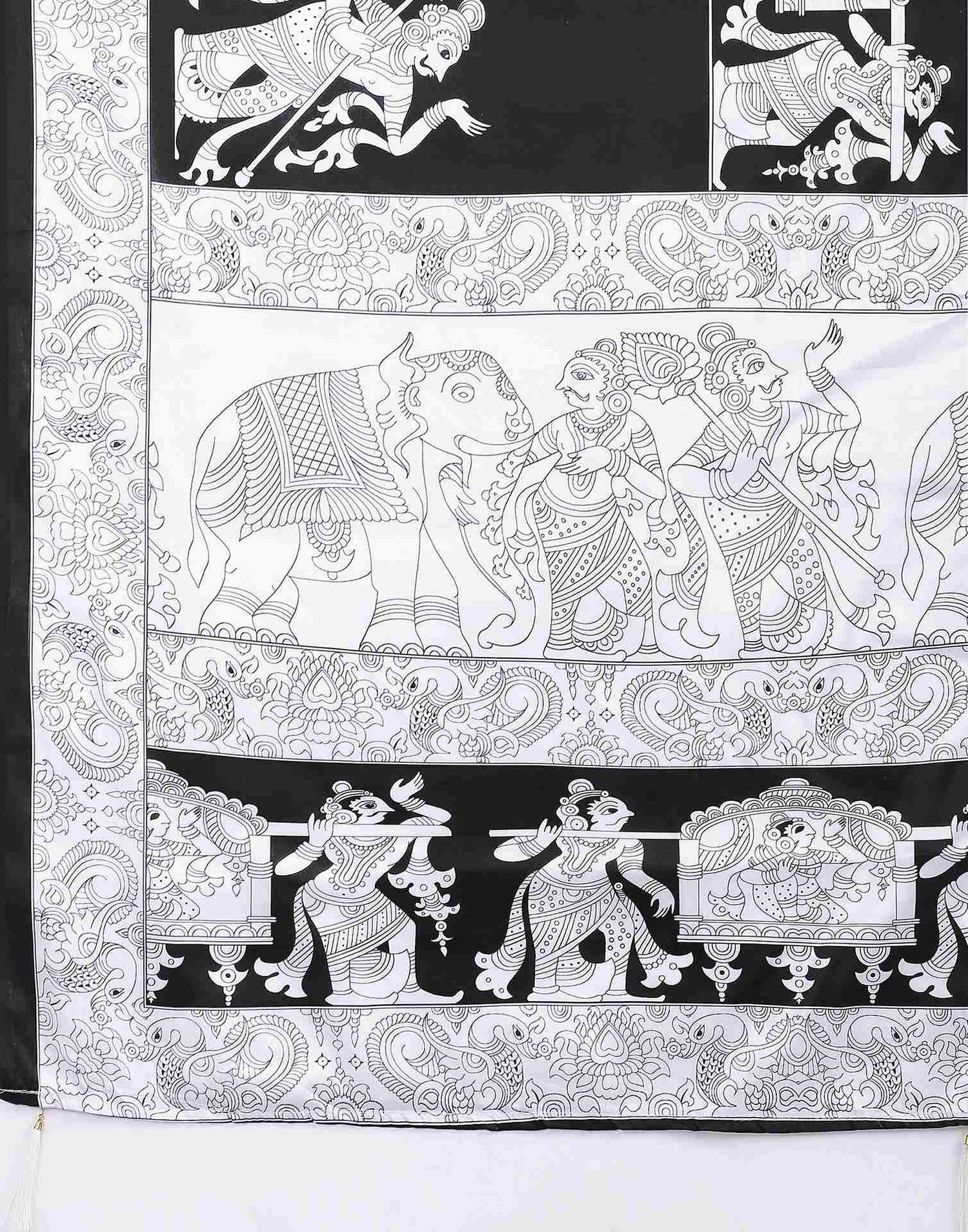 Black Satin Printed Saree