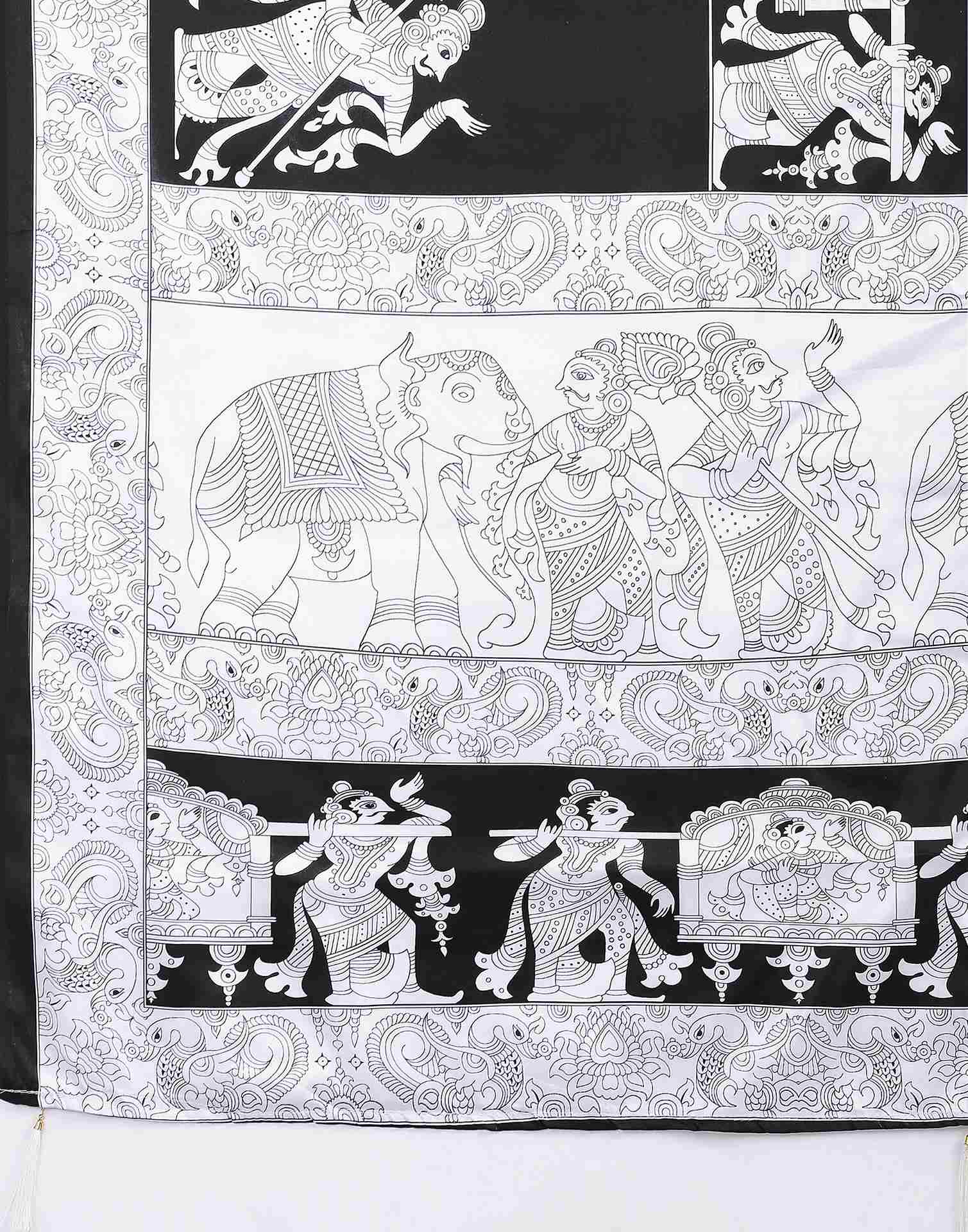 Black Satin Printed Saree