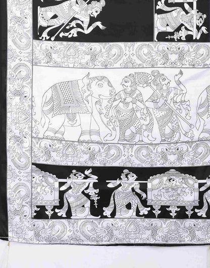 Black Satin Printed Saree