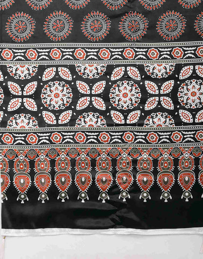 Brown Satin Printed Saree