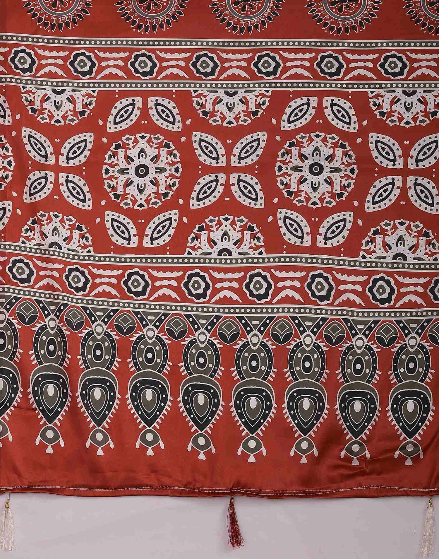 Black Satin Printed Saree