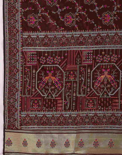 Maroon Silk Woven Saree