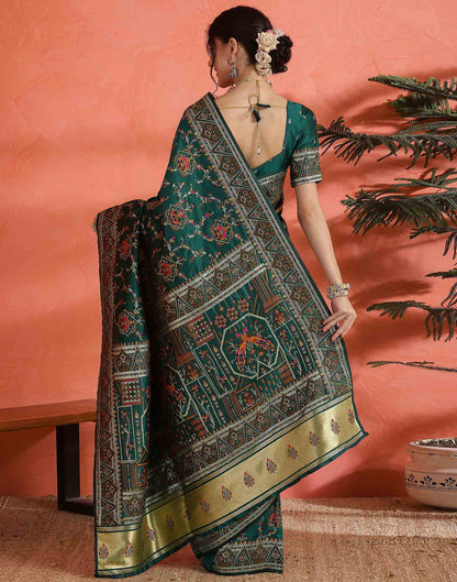 Rama Green Silk Woven Saree