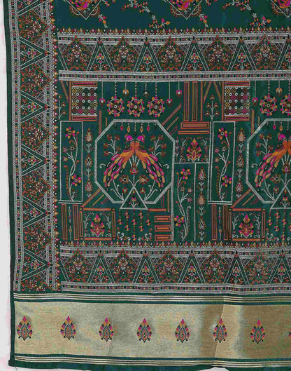 Rama Green Silk Woven Saree