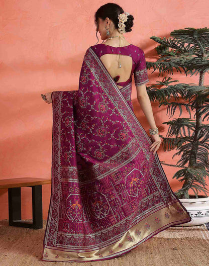 Dark Rani Pink Silk Woven Saree
