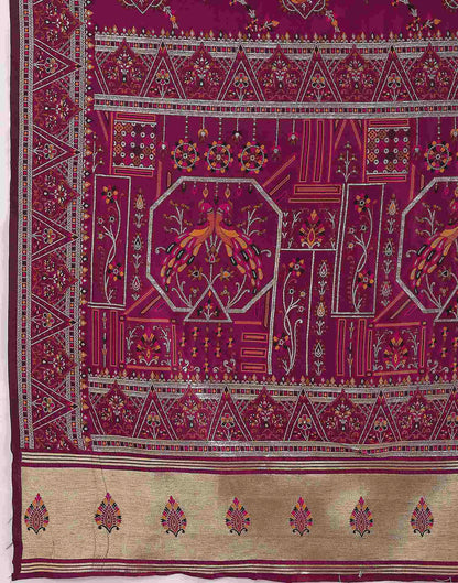Dark Rani Pink Silk Woven Saree