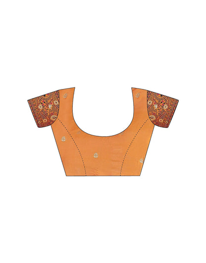 Pastel Orange Silk Woven Saree