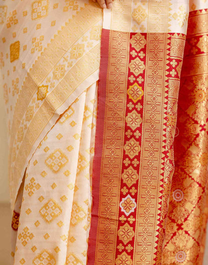Off White Silk Woven Banarasi Saree