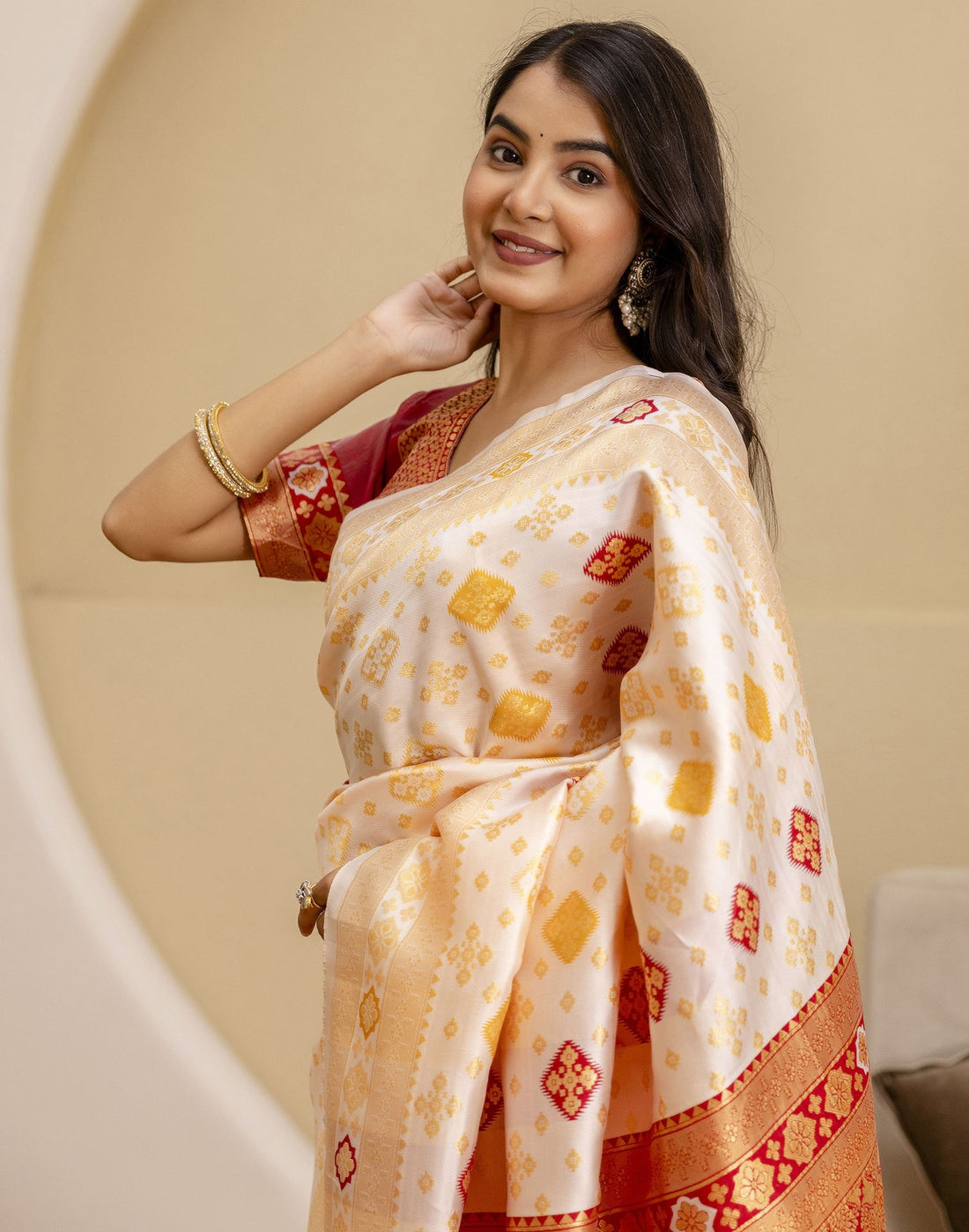 Off White Silk Woven Banarasi Saree