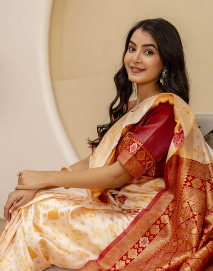 Off White Silk Woven Banarasi Saree