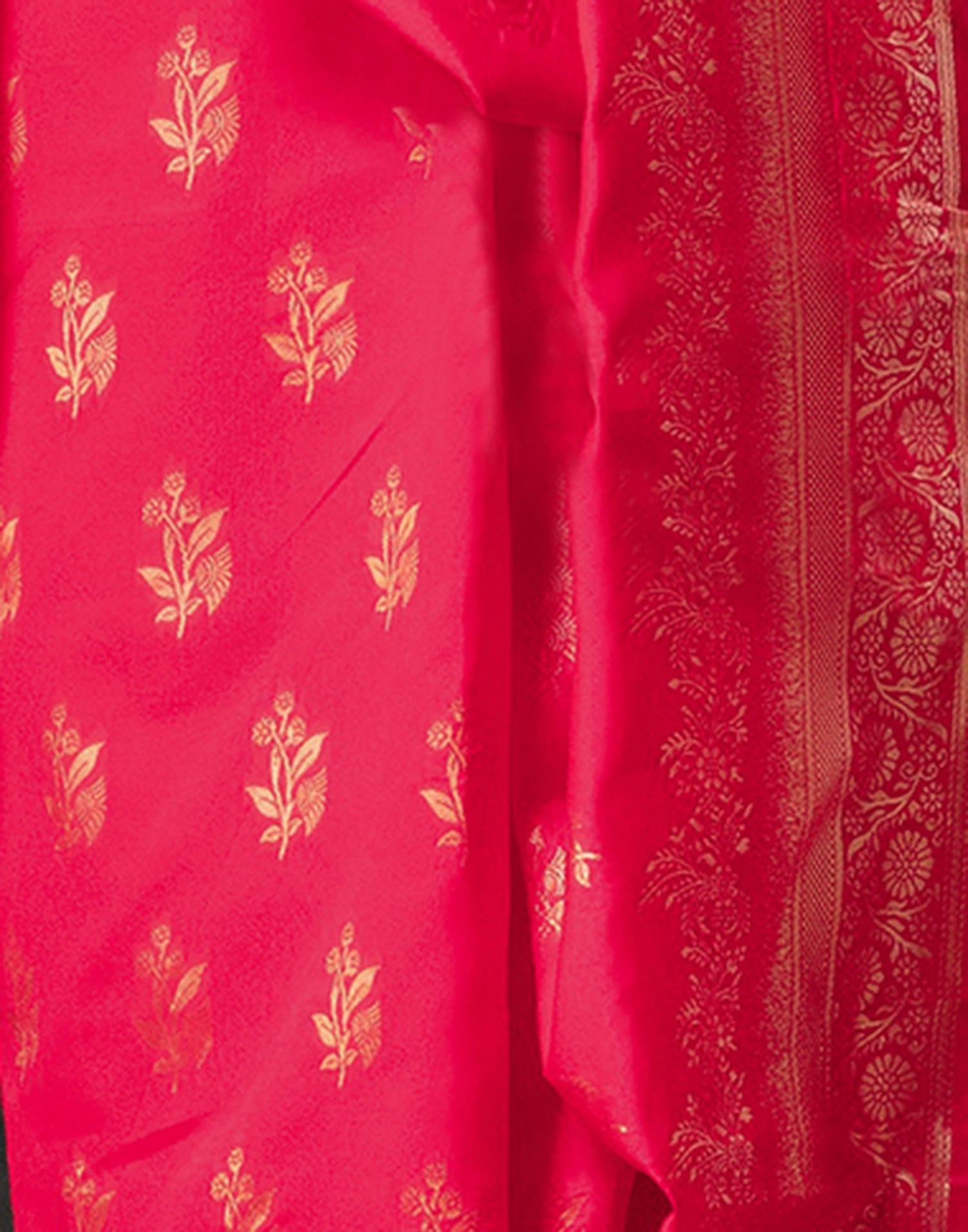 Rani Pink Silk Woven Banarasi Durga Puja Saree