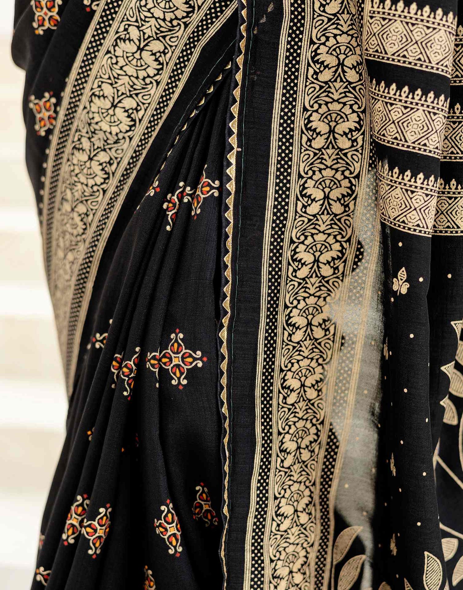 Black Silk Foil Printed Saree