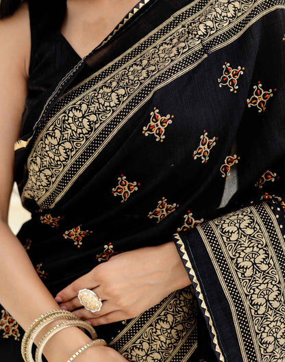 Black Silk Foil Printed Saree