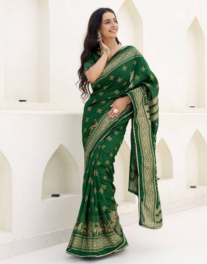 Green Silk Foil Printed Saree