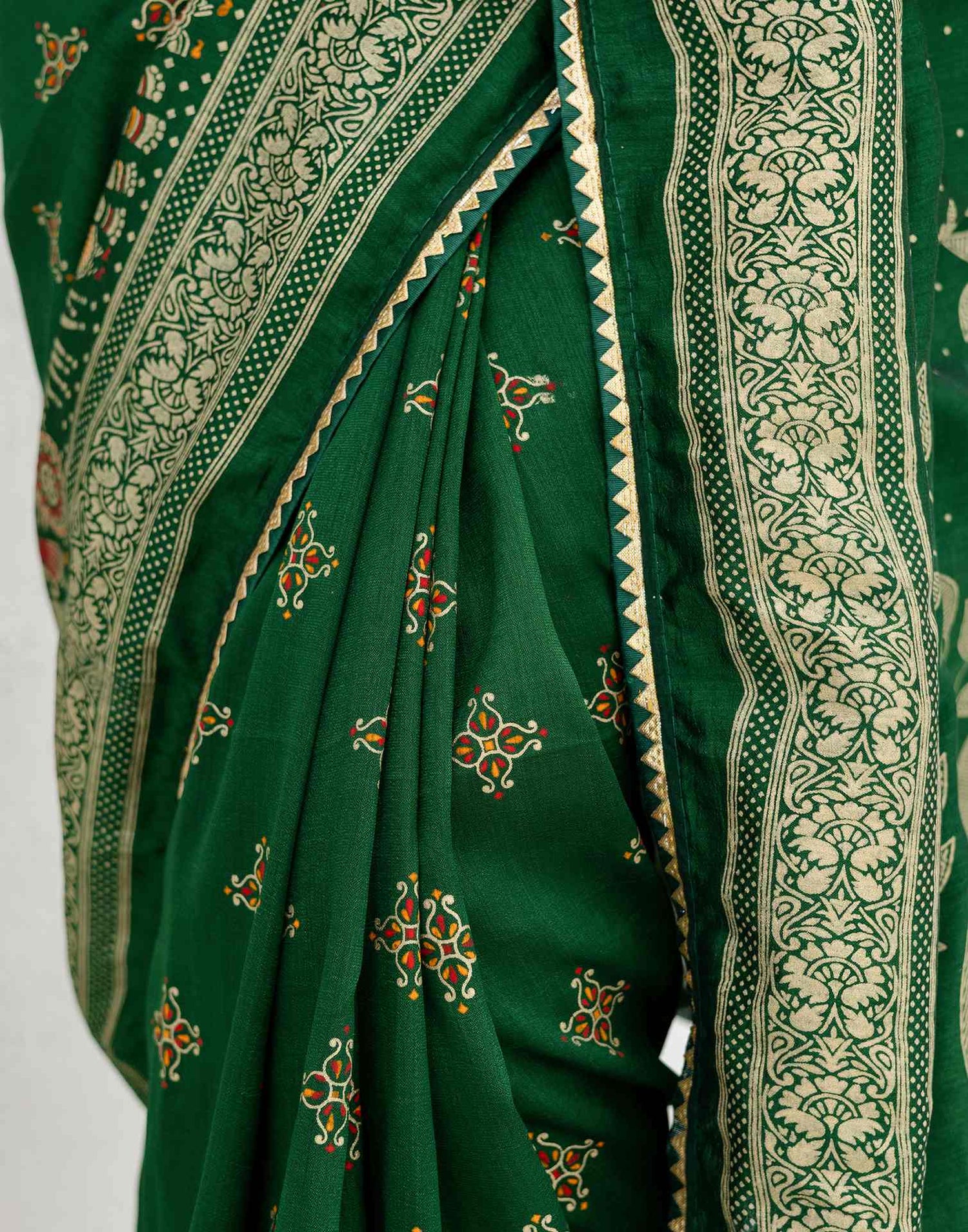 Green Silk Foil Printed Saree