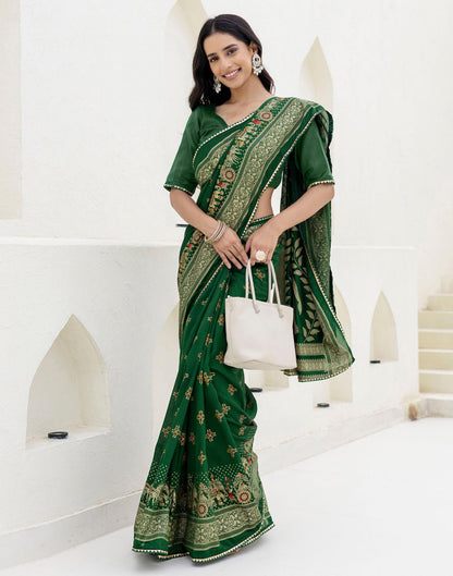 Green Silk Foil Printed Saree