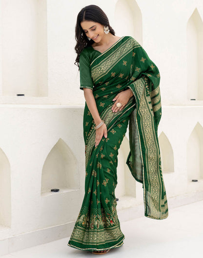 Green Silk Foil Printed Saree