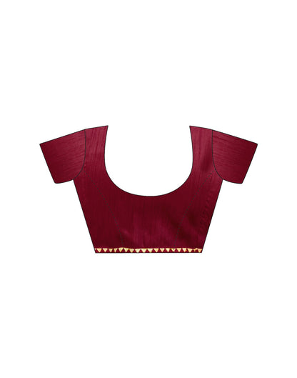 Maroon Silk Foil Printed Saree