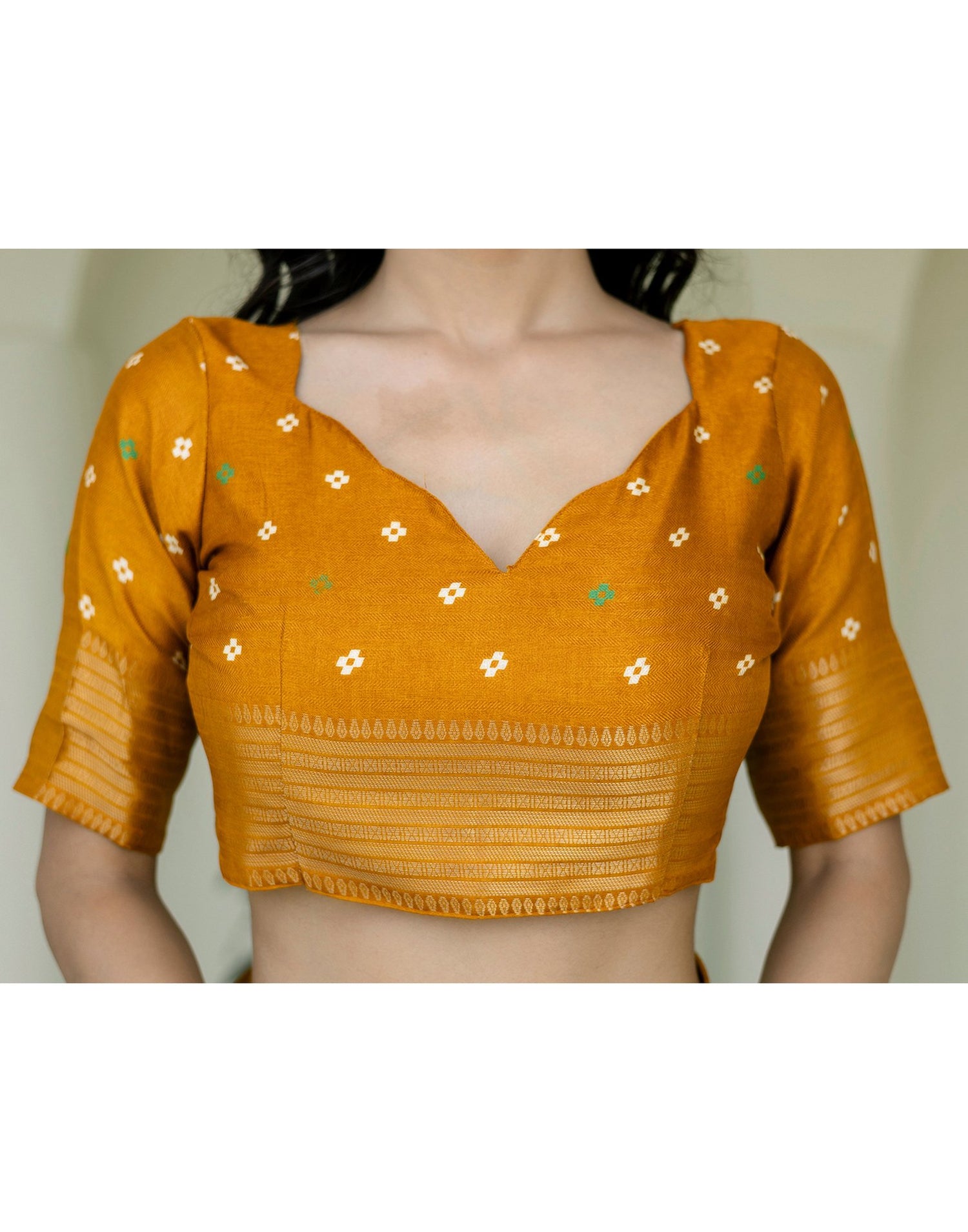 Mustard Yellow Silk Printed Patola Saree