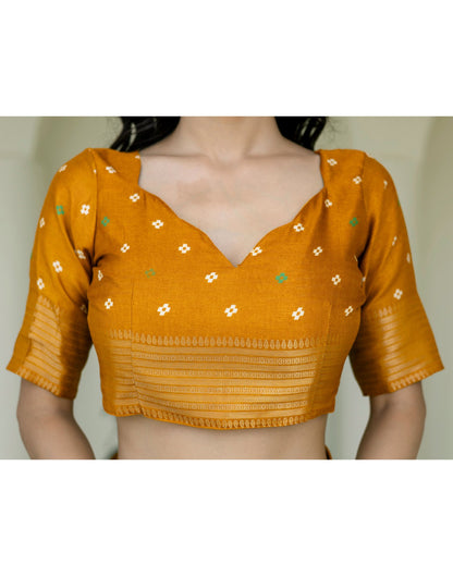 Mustard Yellow Silk Printed Patola Saree