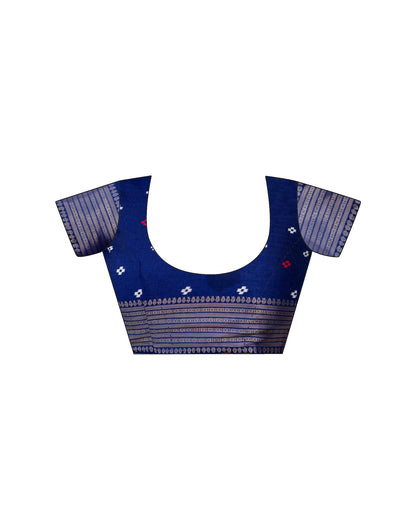 Navy Blue Silk Printed Patola Saree