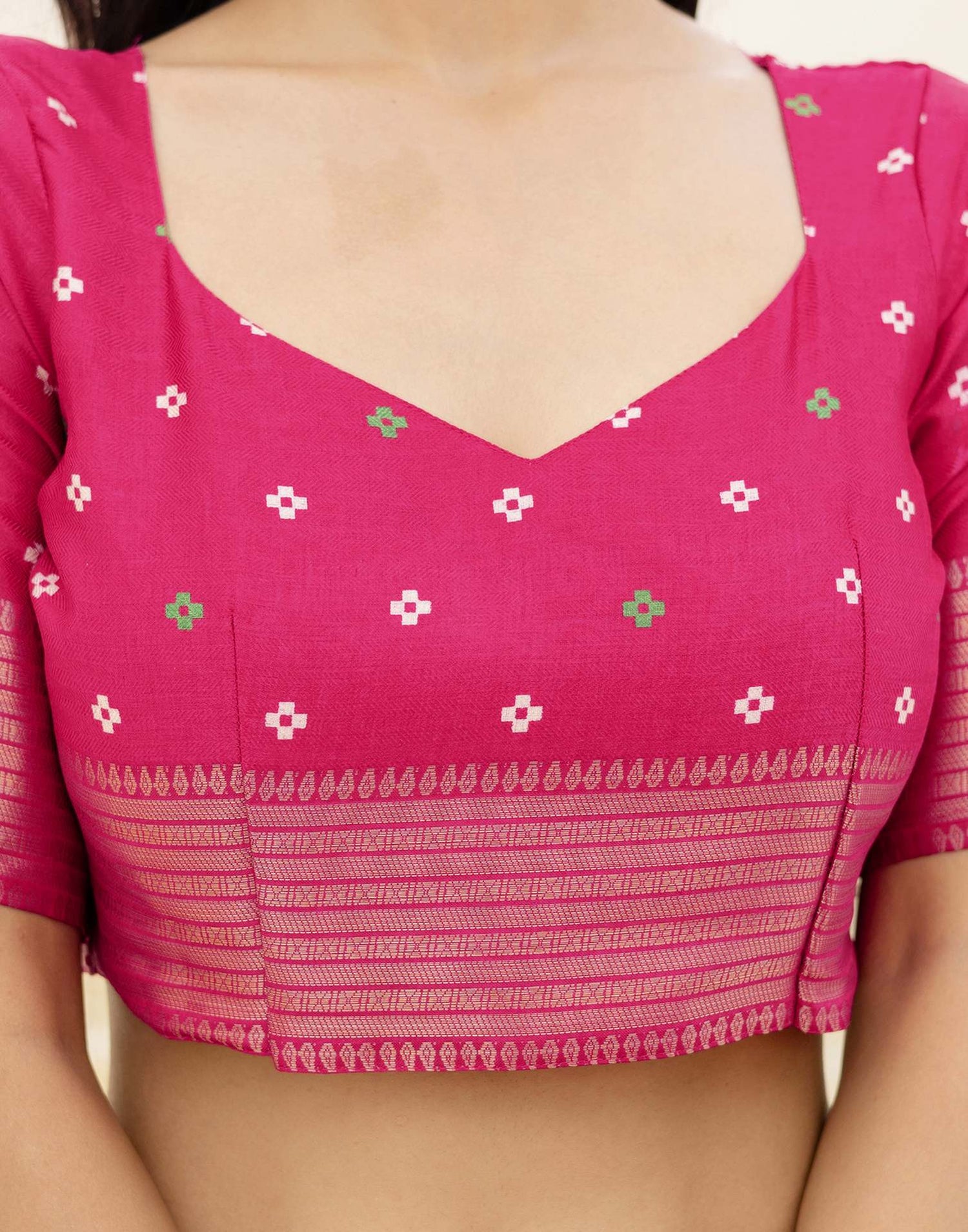 Rani Pink Silk Printed Patola Saree