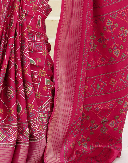 Rani Pink Silk Printed Patola Saree