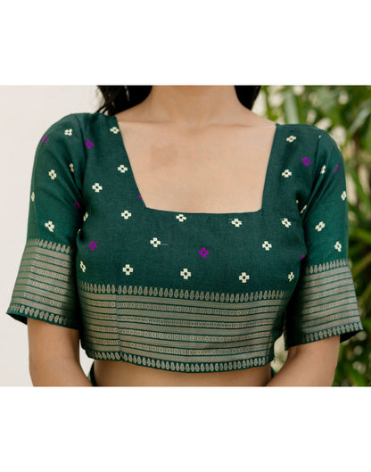 Dark Green Silk Printed Patola Saree