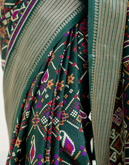 Dark Green Silk Printed Patola Saree